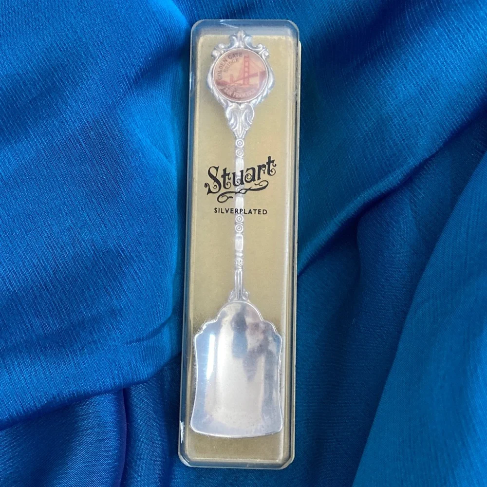 Vtg Stuart Golden Gate Bridge Silverplated Shovel Spoon, 4.5 in. Long